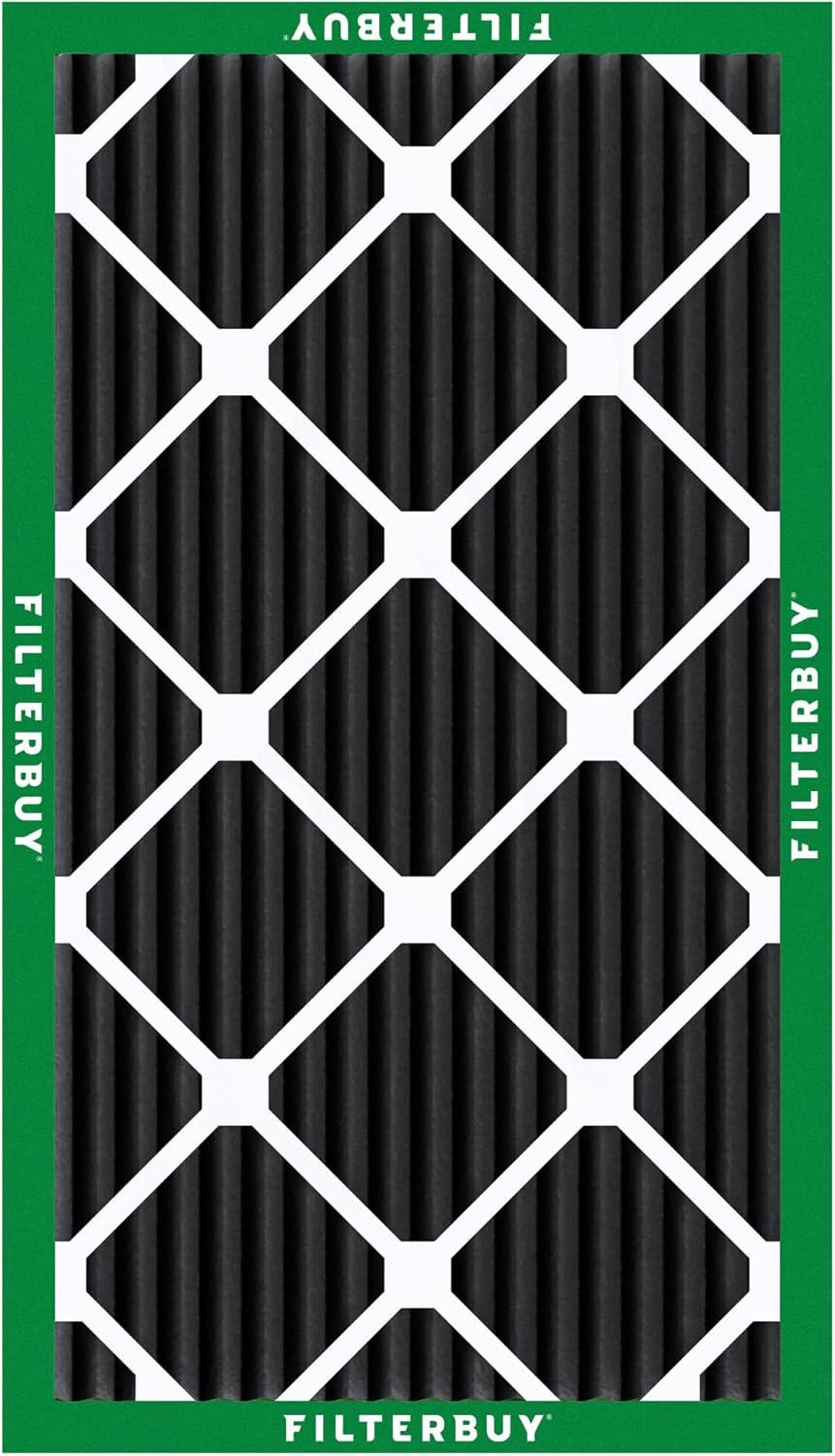 imageFilterbuy 16x24x1 Air Filter MERV 8 Odor Eliminator 12Pack Pleated HVAC AC Furnace Air Filters Replacement with Activated Carbon Actual Size 1538 x 2338 x 075 Inches12x24x1