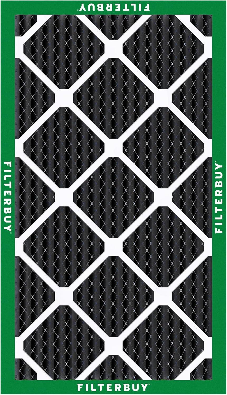 imageFilterbuy 16x24x1 Air Filter MERV 8 Odor Eliminator 12Pack Pleated HVAC AC Furnace Air Filters Replacement with Activated Carbon Actual Size 1538 x 2338 x 075 Inches16x25x1