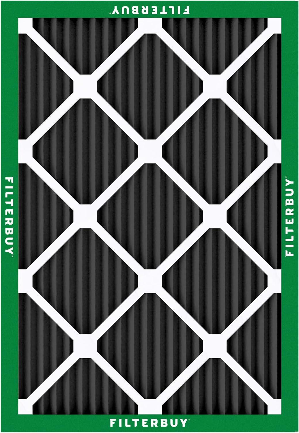imageFilterbuy 16x24x1 Air Filter MERV 8 Odor Eliminator 12Pack Pleated HVAC AC Furnace Air Filters Replacement with Activated Carbon Actual Size 1538 x 2338 x 075 Inches14x20x1