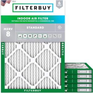 imageFilterbuy 10x16x1 Air Filter MERV 8 Dust Defense 6Pack Pleated HVAC AC Furnace Air Filters Replacement Actual Size 950 x 1550 x 075 Inches