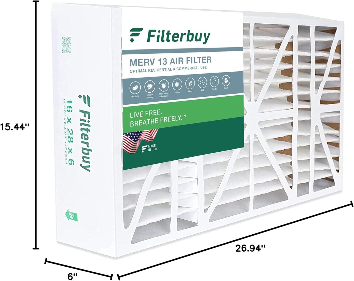 imageFilterbuy 10x17x2 Air Filter MERV 13 Optimal Defense 1Pack Pleated Outer Filters Replacement for WEN 3410902430272 Air Filtration System Actual Size 969 x 1656 x 175 Inches16x28x6