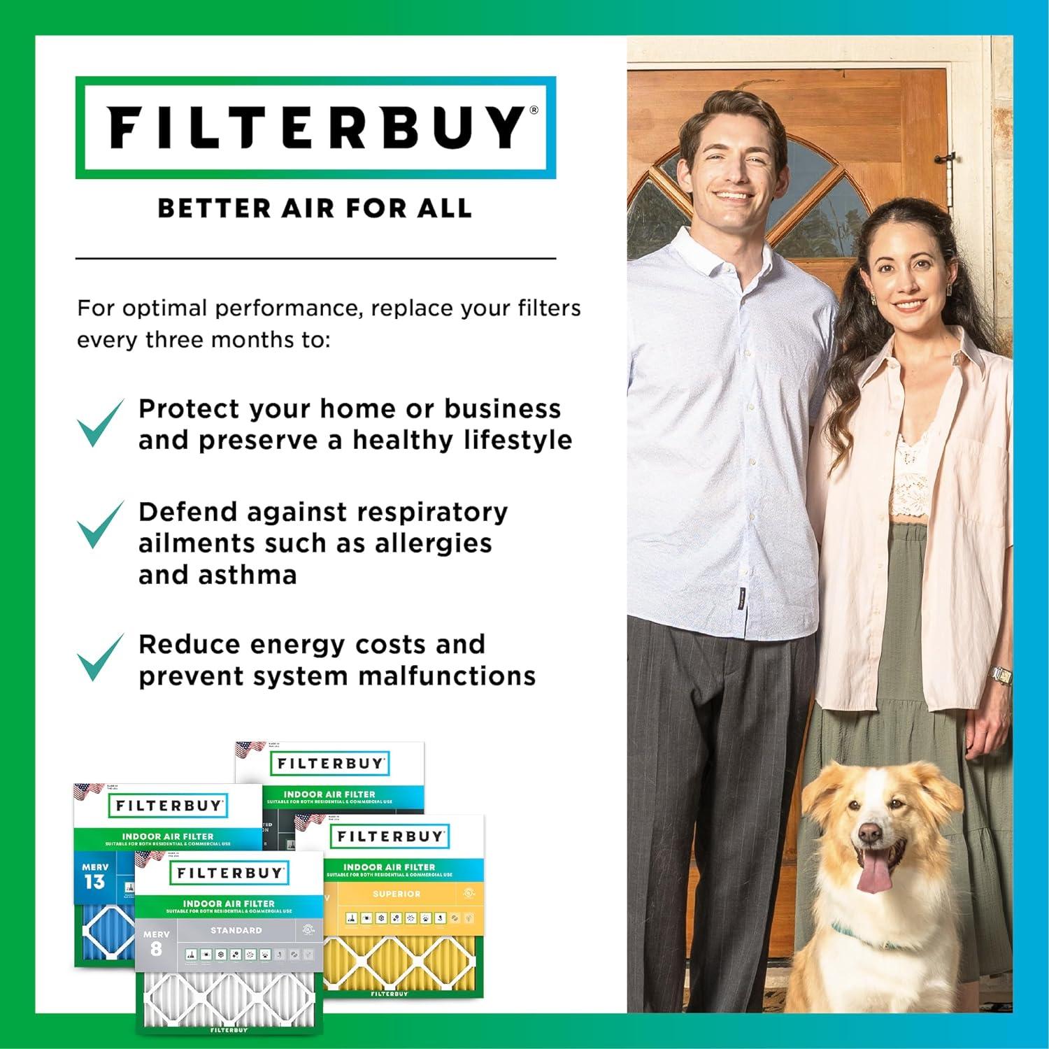 imageFilterbuy 10x17x2 Air Filter MERV 13 Optimal Defense 1Pack Pleated Outer Filters Replacement for WEN 3410902430272 Air Filtration System Actual Size 969 x 1656 x 175 Inches145x27x5