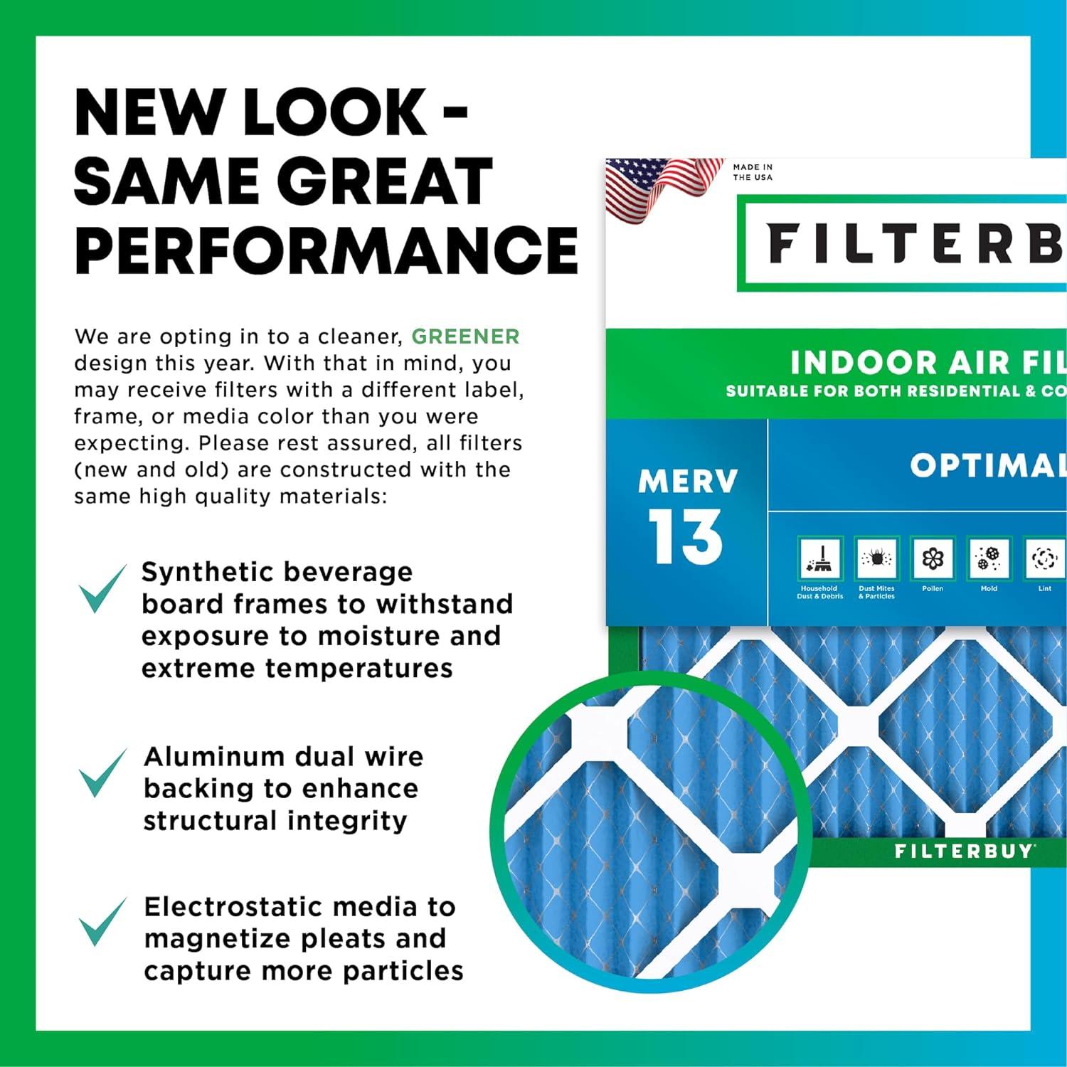 imageFilterbuy 10x17x2 Air Filter MERV 13 Optimal Defense 1Pack Pleated Outer Filters Replacement for WEN 3410902430272 Air Filtration System Actual Size 969 x 1656 x 175 Inches16x25x5 Actual 1538 x 2550 x 525