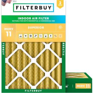 imageFilterbuy 10x14x4 Air Filter MERV 11 Allergen Defense 2Pack Pleated HVAC AC Furnace Air Filters Replacement Actual Size 950 x 1350 x 363 Inches