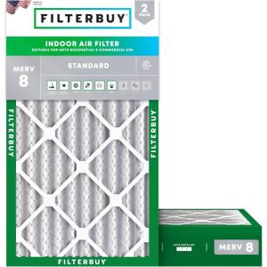 imageFilterbuy 12x25x4 Air Filter MERV 8 Dust Defense 2Pack Pleated HVAC AC Furnace Air Filters Replacement Actual Size 1150 x 2450 x 363 Inches