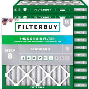 imageFilterbuy 1325x1325x2 Air Filter MERV 8 Dust Defense 12Pack Pleated HVAC AC Furnace Air Filters Replacement Actual Size 1325 x 1325 x 175 Inches