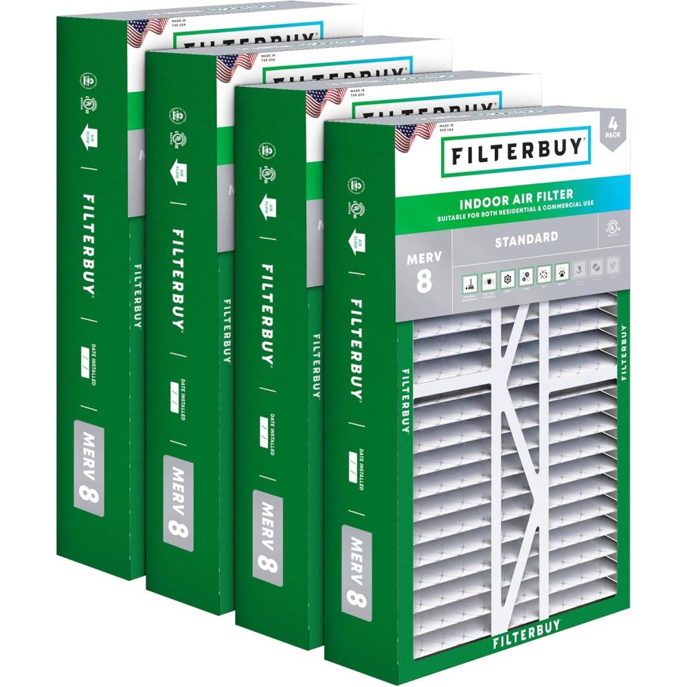 imageFilterbuy 10x17x2 Air Filter MERV 8 Dust Defense 4Pack Pleated Outer Filters Replacement for WEN 3410902430272 Air Filtration System Actual Size 969 x 1656 x 175 Inches16x25x5 Actual 1538 x 2550 x 525
