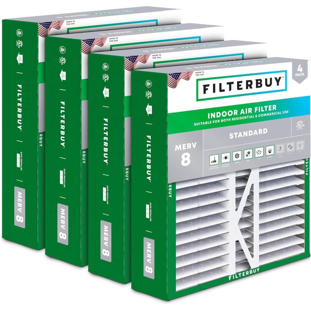 imageFilterbuy 10x17x2 Air Filter MERV 8 Dust Defense 4Pack Pleated Outer Filters Replacement for WEN 3410902430272 Air Filtration System Actual Size 969 x 1656 x 175 Inches16x22x5