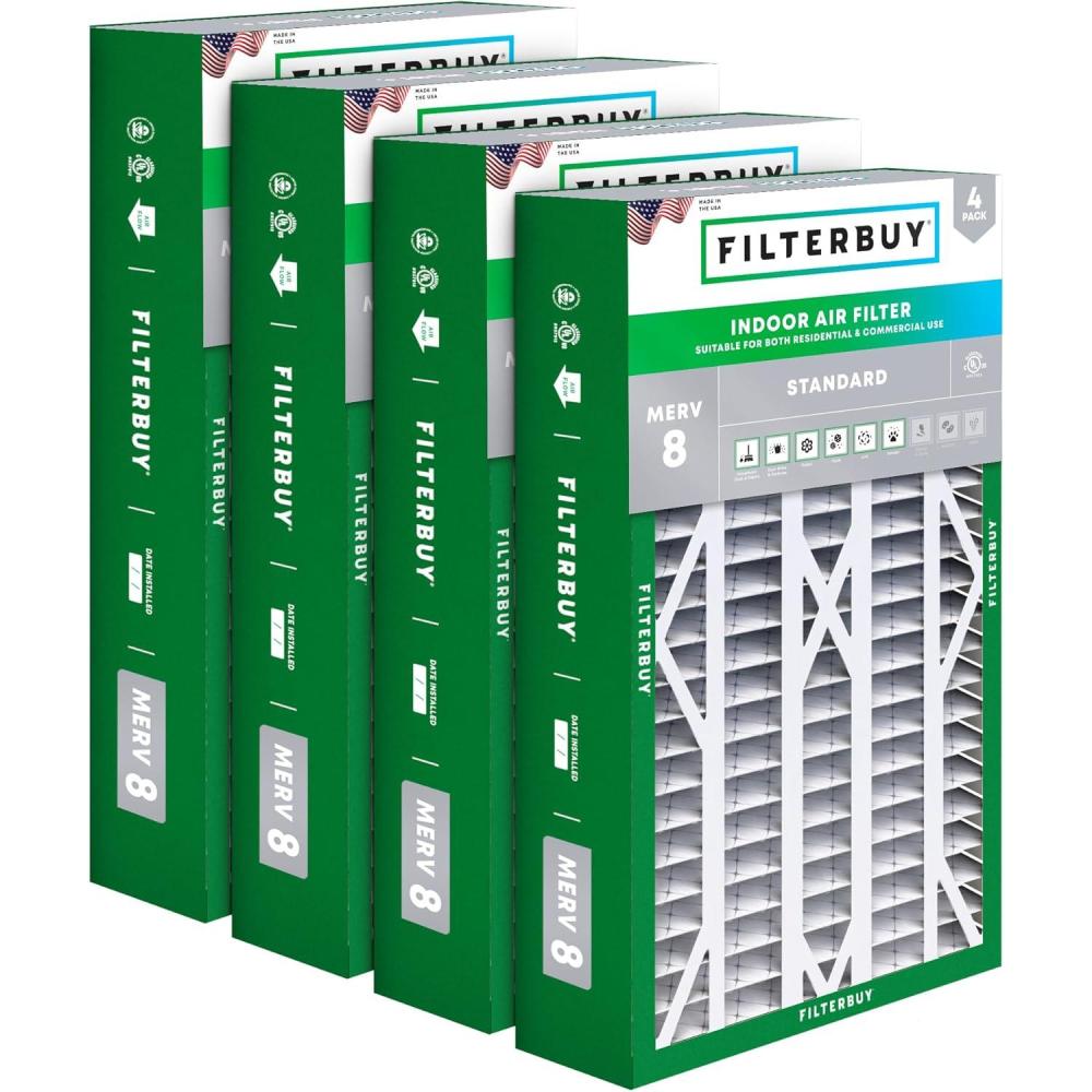 imageFilterbuy 10x17x2 Air Filter MERV 8 Dust Defense 4Pack Pleated Outer Filters Replacement for WEN 3410902430272 Air Filtration System Actual Size 969 x 1656 x 175 Inches16x26x5