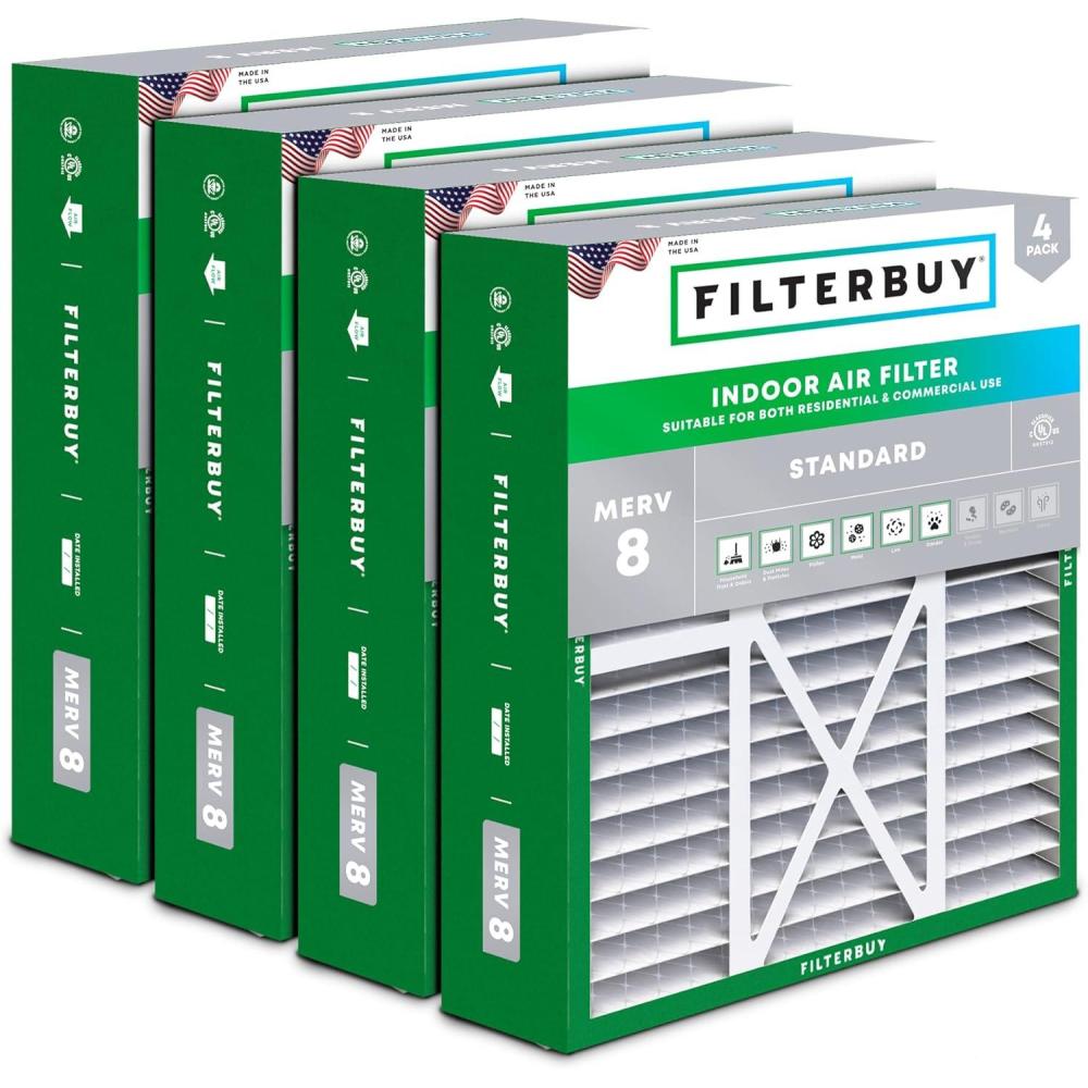 imageFilterbuy 10x17x2 Air Filter MERV 8 Dust Defense 4Pack Pleated Outer Filters Replacement for WEN 3410902430272 Air Filtration System Actual Size 969 x 1656 x 175 Inches16x20x5