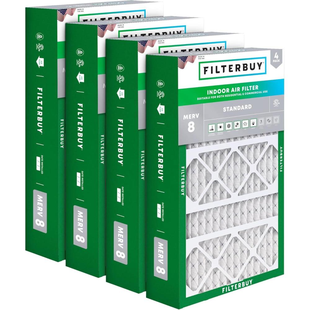 imageFilterbuy 10x17x2 Air Filter MERV 8 Dust Defense 4Pack Pleated Outer Filters Replacement for WEN 3410902430272 Air Filtration System Actual Size 969 x 1656 x 175 Inches1575x2763x350