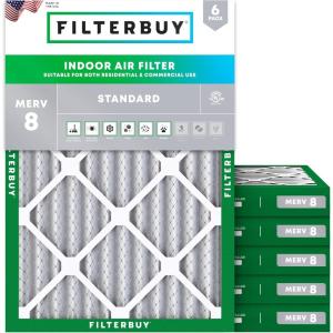 imageFilterbuy 10x14x2 Air Filter MERV 8 Dust Defense 6Pack Pleated HVAC AC Furnace Air Filters Replacement Actual Size 950 x 1350 x 175 Inches