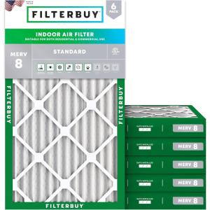 imageFilterbuy 115x21x2 Air Filter MERV 8 Dust Defense 6Pack Pleated HVAC AC Furnace Air Filters Replacement Actual Size 1150 x 2100 x 175 Inches