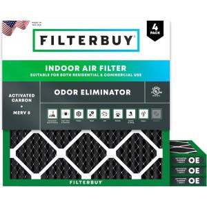 imageFilterbuy 12x24x1 Air Filter MERV 8 Odor Eliminator 4Pack Pleated HVAC AC Furnace Air Filters Replacement with Activated Carbon Actual Size 1150 x 2350 x 075 Inches24x24x1