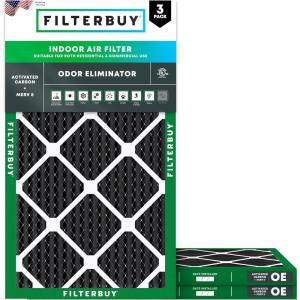 imageFilterbuy 12x30x1 Air Filter MERV 8 Odor Eliminator 3Pack Pleated HVAC AC Furnace Air Filters Replacement with Activated Carbon Actual Size 1188 x 2988 x 075 Inches10x30x1