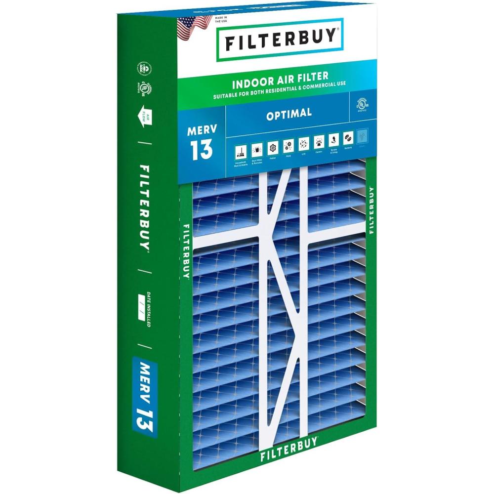 imageFilterbuy 10x17x2 Air Filter MERV 13 Optimal Defense 1Pack Pleated Outer Filters Replacement for WEN 3410902430272 Air Filtration System Actual Size 969 x 1656 x 175 Inches16x25x5 Actual 1538 x 2550 x 525