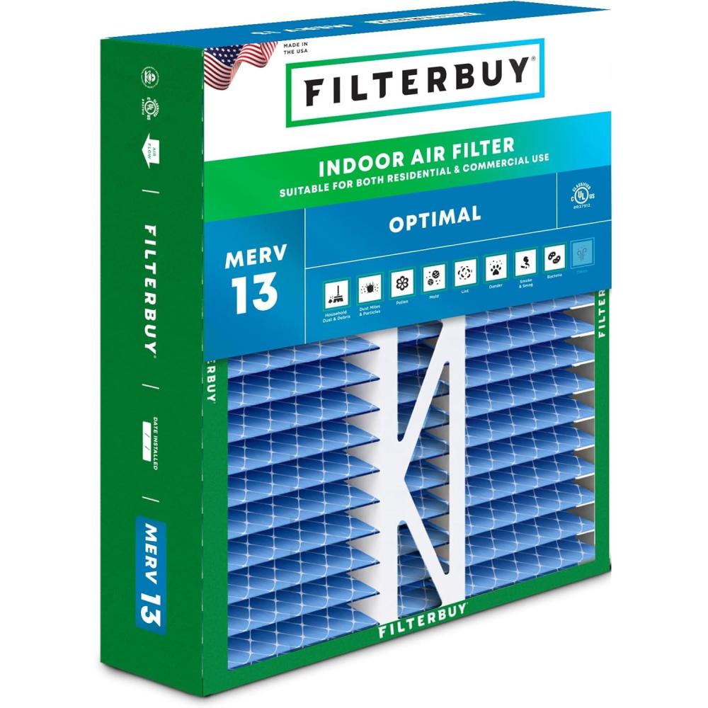 imageFilterbuy 10x17x2 Air Filter MERV 13 Optimal Defense 1Pack Pleated Outer Filters Replacement for WEN 3410902430272 Air Filtration System Actual Size 969 x 1656 x 175 Inches16x22x5