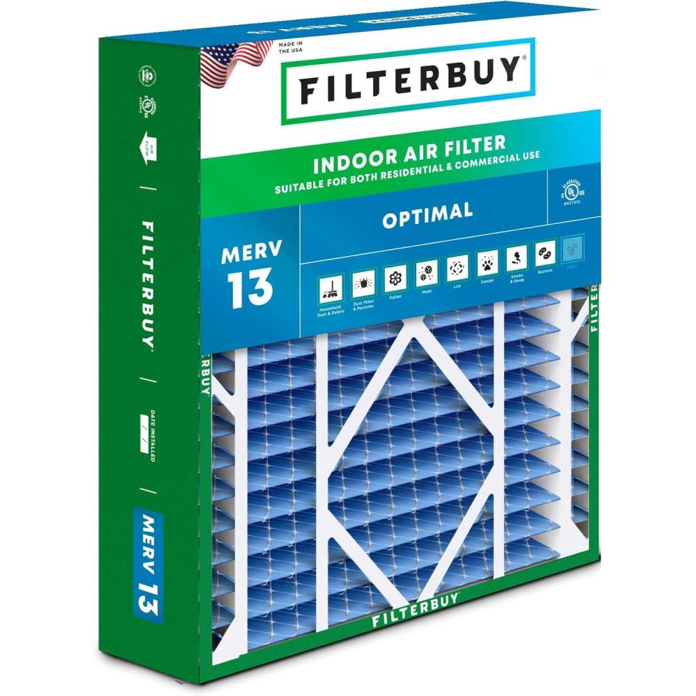 imageFilterbuy 10x17x2 Air Filter MERV 13 Optimal Defense 1Pack Pleated Outer Filters Replacement for WEN 3410902430272 Air Filtration System Actual Size 969 x 1656 x 175 Inches20x21x5
