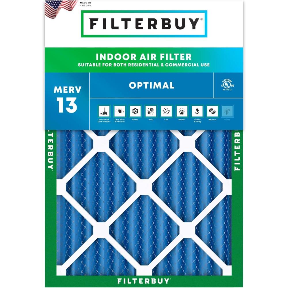 imageFilterbuy 10x17x2 Air Filter MERV 13 Optimal Defense 1Pack Pleated Outer Filters Replacement for WEN 3410902430272 Air Filtration System Actual Size 969 x 1656 x 175 Inches10x17x2