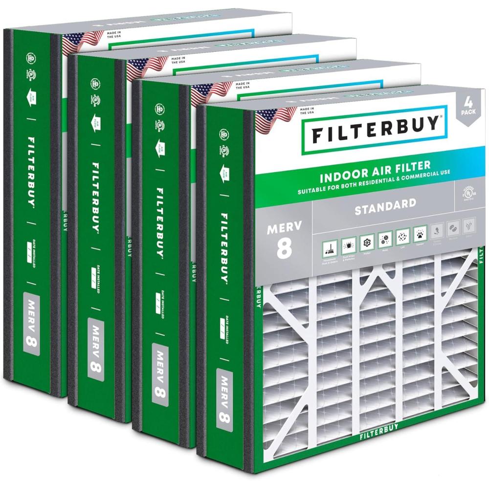imageFilterbuy 10x17x2 Air Filter MERV 8 Dust Defense 4Pack Pleated Outer Filters Replacement for WEN 3410902430272 Air Filtration System Actual Size 969 x 1656 x 175 Inches20x25x5 Actual 1963 x 2413 x 488