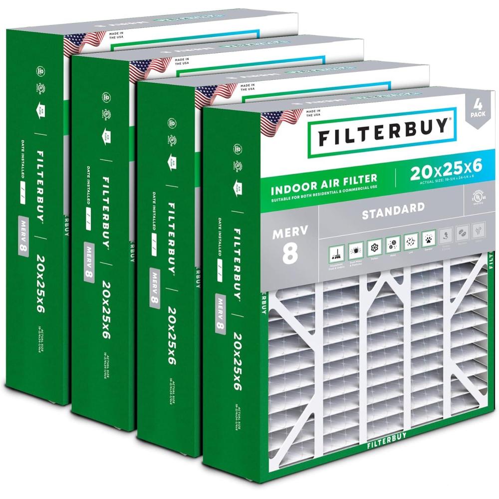 imageFilterbuy 10x17x2 Air Filter MERV 8 Dust Defense 4Pack Pleated Outer Filters Replacement for WEN 3410902430272 Air Filtration System Actual Size 969 x 1656 x 175 Inches20x25x6