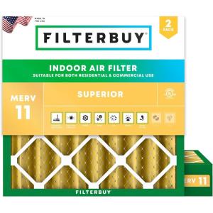 imageFilterbuy 10x10x4 Air Filter MERV 11 MPR 1200 Allergen Defense Replacement 2Pack Electrostatic Pleated HVAC AC Furnace Filters Made in USA Actual Size 950 x 950 x 363