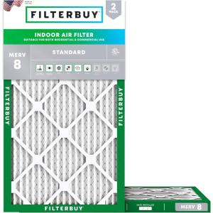 imageFilterbuy 10x28x1 Air Filter MERV 8 Dust Defense 2Pack Pleated HVAC AC Furnace Air Filters Replacement Actual Size 950 x 2750 x 075 Inches