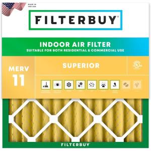 imageFilterbuy 1125x1125x2 Air Filter MERV 11 Allergen Defense 1Pack Pleated HVAC AC Furnace Air Filters Replacement Actual Size 1125 x 1125 x 175 Inches