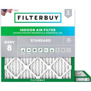 imageFilterbuy 115x115x1 Air Filter MERV 8 Dust Defense 2Pack Pleated HVAC AC Furnace Air Filters Replacement Actual Size 1150 x 1150 x 075 Inches