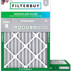 imageFilterbuy 12x15x2 Air Filter MERV 8 Dust Defense 2Pack Pleated HVAC AC Furnace Air Filters Replacement Actual Size 1150 x 1450 x 175 Inches
