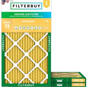 imageFilterbuy 12x265x1 Air Filter MERV 11 Allergen Defense 3Pack Pleated HVAC AC Furnace Air Filters Replacement Actual Size 1200 x 2650 x 075 Inches