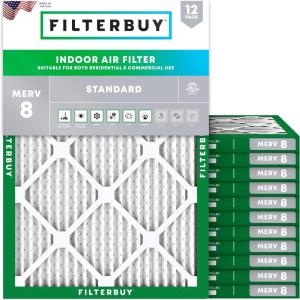 imageFilterbuy 1325x1775x1 Air Filter MERV 8 Dust Defense 12Pack Pleated HVAC AC Furnace Air Filters Replacement Actual Size 1325 x 1775 x 075 Inches