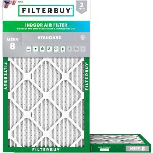 imageFilterbuy 13x25x1 Air Filter MERV 8 Dust Defense 2Pack Pleated HVAC AC Furnace Air Filters Replacement Actual Size 1250 x 2450 x 075 Inches