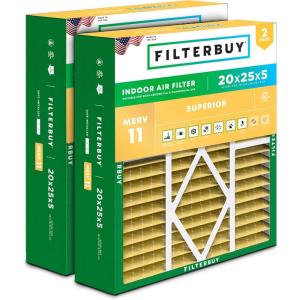 imageFilterbuy 145x27x5 Air Filter MERV 11 Allergen Defense 2Pack Pleated HVAC AC Furnace Air Filters for Trane American Standard Honeywell and Accumulair Actual Size 1406 x 2613 x 497 Inches20x25x5 Actual 2019 x 2531 x 525