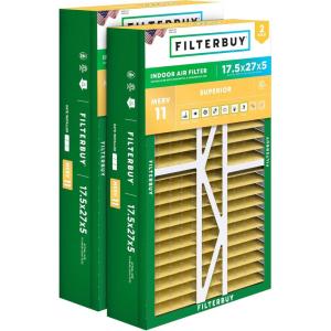 imageFilterbuy 145x27x5 Air Filter MERV 11 Allergen Defense 2Pack Pleated HVAC AC Furnace Air Filters for Trane American Standard Honeywell and Accumulair Actual Size 1406 x 2613 x 497 Inches175x27x5