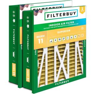 imageFilterbuy 145x27x5 Air Filter MERV 11 Allergen Defense 2Pack Pleated HVAC AC Furnace Air Filters for Trane American Standard Honeywell and Accumulair Actual Size 1406 x 2613 x 497 Inches24x24x5