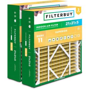 imageFilterbuy 145x27x5 Air Filter MERV 11 Allergen Defense 2Pack Pleated HVAC AC Furnace Air Filters for Trane American Standard Honeywell and Accumulair Actual Size 1406 x 2613 x 497 Inches21x21x5