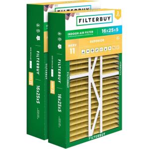 imageFilterbuy 145x27x5 Air Filter MERV 11 Allergen Defense 2Pack Pleated HVAC AC Furnace Air Filters for Trane American Standard Honeywell and Accumulair Actual Size 1406 x 2613 x 497 Inches16x25x5 Actual 1538 x 2550 x 525