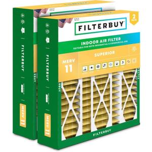 imageFilterbuy 145x27x5 Air Filter MERV 11 Allergen Defense 2Pack Pleated HVAC AC Furnace Air Filters for Trane American Standard Honeywell and Accumulair Actual Size 1406 x 2613 x 497 Inches20x2525x35