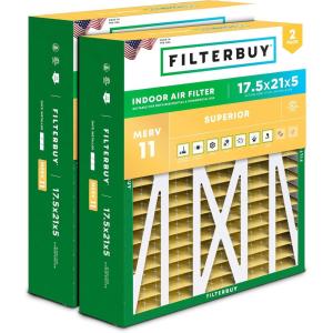 imageFilterbuy 145x27x5 Air Filter MERV 11 Allergen Defense 2Pack Pleated HVAC AC Furnace Air Filters for Trane American Standard Honeywell and Accumulair Actual Size 1406 x 2613 x 497 Inches175x21x5