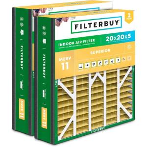 imageFilterbuy 145x27x5 Air Filter MERV 11 Allergen Defense 2Pack Pleated HVAC AC Furnace Air Filters for Trane American Standard Honeywell and Accumulair Actual Size 1406 x 2613 x 497 Inches20x20x5 Actual 1963 x 2063 x 488
