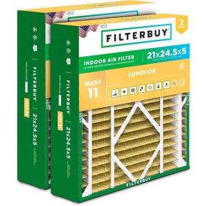 imageFilterbuy 145x27x5 Air Filter MERV 11 Allergen Defense 2Pack Pleated HVAC AC Furnace Air Filters for Trane American Standard Honeywell and Accumulair Actual Size 1406 x 2613 x 497 Inches21x245x5