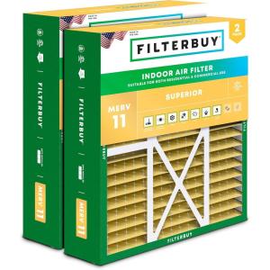 imageFilterbuy 145x27x5 Air Filter MERV 11 Allergen Defense 2Pack Pleated HVAC AC Furnace Air Filters for Trane American Standard Honeywell and Accumulair Actual Size 1406 x 2613 x 497 Inches22x24x5