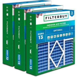 imageFilterbuy 145x27x5 Air Filter MERV 13 Optimal Defense 3Pack Pleated HVAC AC Furnace Air Filters for Trane American Standard Honeywell and Accumulair Actual Size 1406 x 2613 x 497 Inches20x20x5 Actual 2025 x 2075 x 525