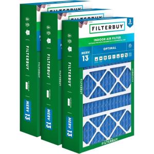 imageFilterbuy 145x27x5 Air Filter MERV 13 Optimal Defense 3Pack Pleated HVAC AC Furnace Air Filters for Trane American Standard Honeywell and Accumulair Actual Size 1406 x 2613 x 497 Inches17x26x4