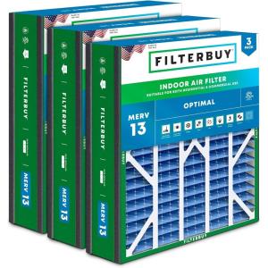 imageFilterbuy 145x27x5 Air Filter MERV 13 Optimal Defense 3Pack Pleated HVAC AC Furnace Air Filters for Trane American Standard Honeywell and Accumulair Actual Size 1406 x 2613 x 497 Inches20x20x5 Actual 1963 x 2063 x 488