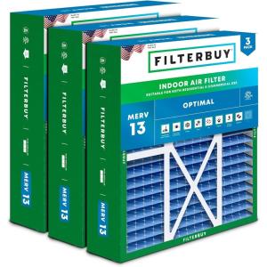 imageFilterbuy 145x27x5 Air Filter MERV 13 Optimal Defense 3Pack Pleated HVAC AC Furnace Air Filters for Trane American Standard Honeywell and Accumulair Actual Size 1406 x 2613 x 497 Inches22x24x5