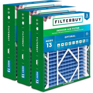 imageFilterbuy 145x27x5 Air Filter MERV 13 Optimal Defense 3Pack Pleated HVAC AC Furnace Air Filters for Trane American Standard Honeywell and Accumulair Actual Size 1406 x 2613 x 497 Inches20x26x5