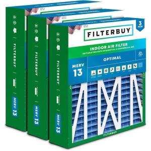 imageFilterbuy 145x27x5 Air Filter MERV 13 Optimal Defense 3Pack Pleated HVAC AC Furnace Air Filters for Trane American Standard Honeywell and Accumulair Actual Size 1406 x 2613 x 497 Inches20x23x5
