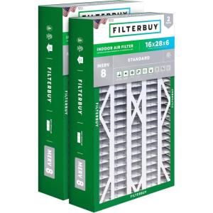 imageFilterbuy 145x27x5 Air Filter MERV 8 Dust Defense 2Pack Pleated HVAC AC Furnace Air Filters for Trane American Standard Honeywell and Accumulair Actual Size 1406 x 2613 x 497 Inches16x28x6